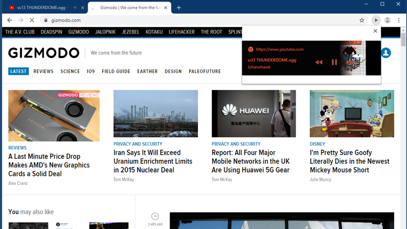 Illustration for article titled Google Is Testing a Play/Pause Button for Audio and Video on the Chrome Toolbar